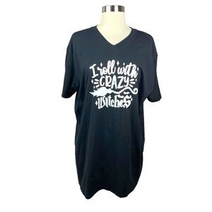 I Roll With Crazy Witches Halloween T-shirt XL